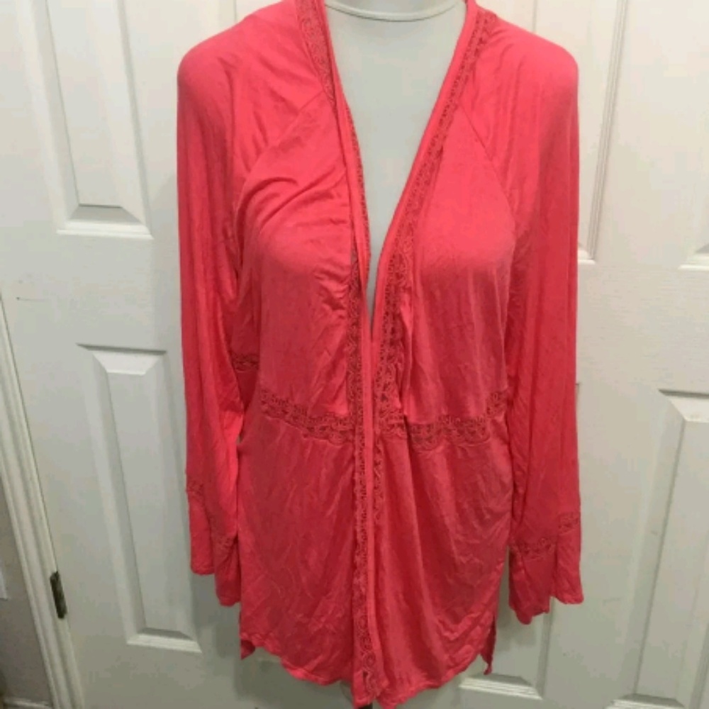 Forgotten Grace Coral Jersey Knit Open Jacket